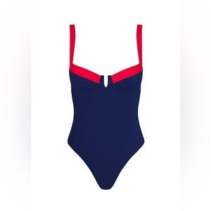Stylish Navy and Red Swimsuit
